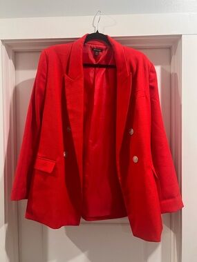Versona Red Double-Breasted Textured Blazer